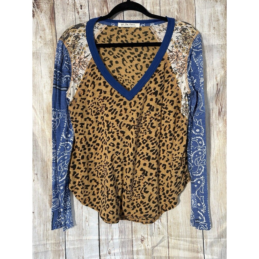 We The Free People Friday Night Long Sleeve Top Size S Animal Print